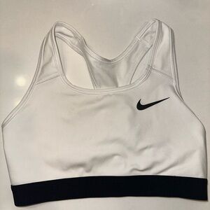 Nike White and Black Sports Bra with Racerback Design